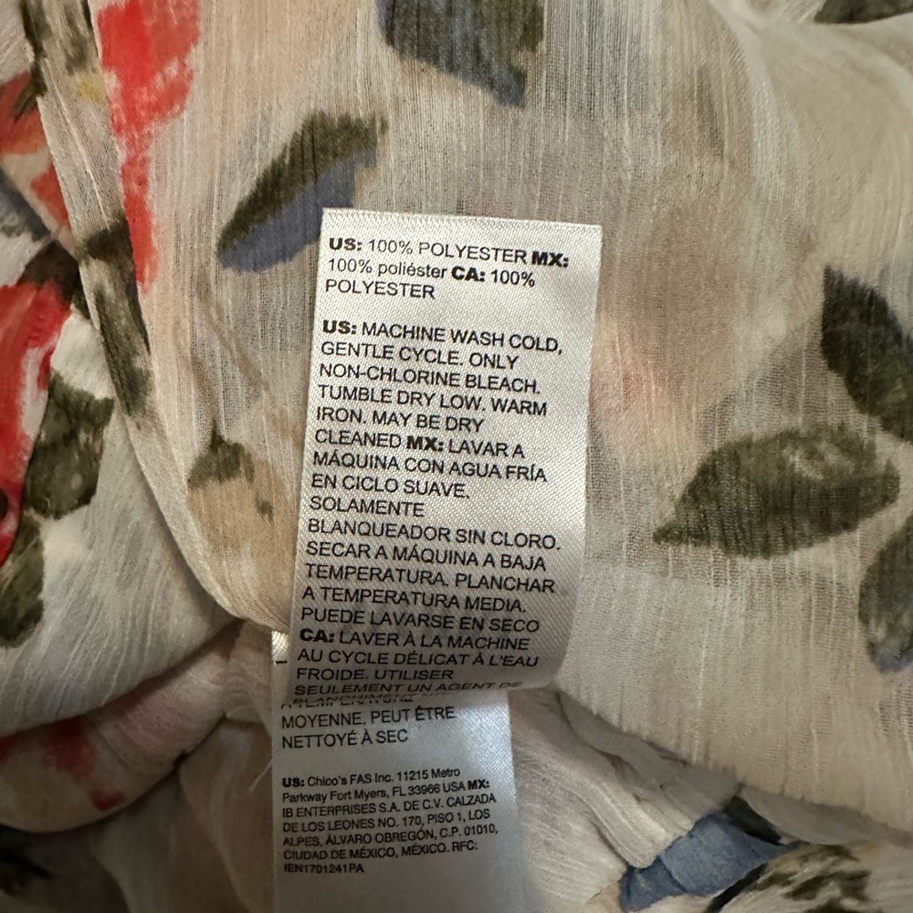 WHBM Flutter-Sleeve Blouse with Waist Detail Floral Print XXS - Picture 5 of 6